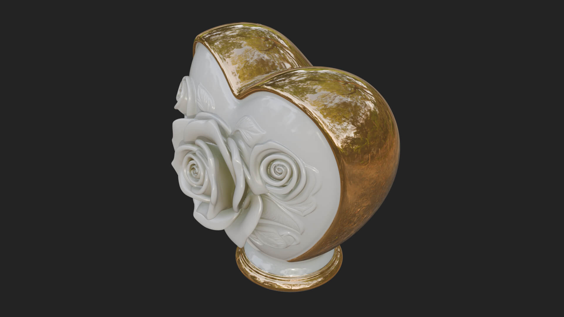 Rose Flower Heart Vase Design 1 3D Print Model 3D Model