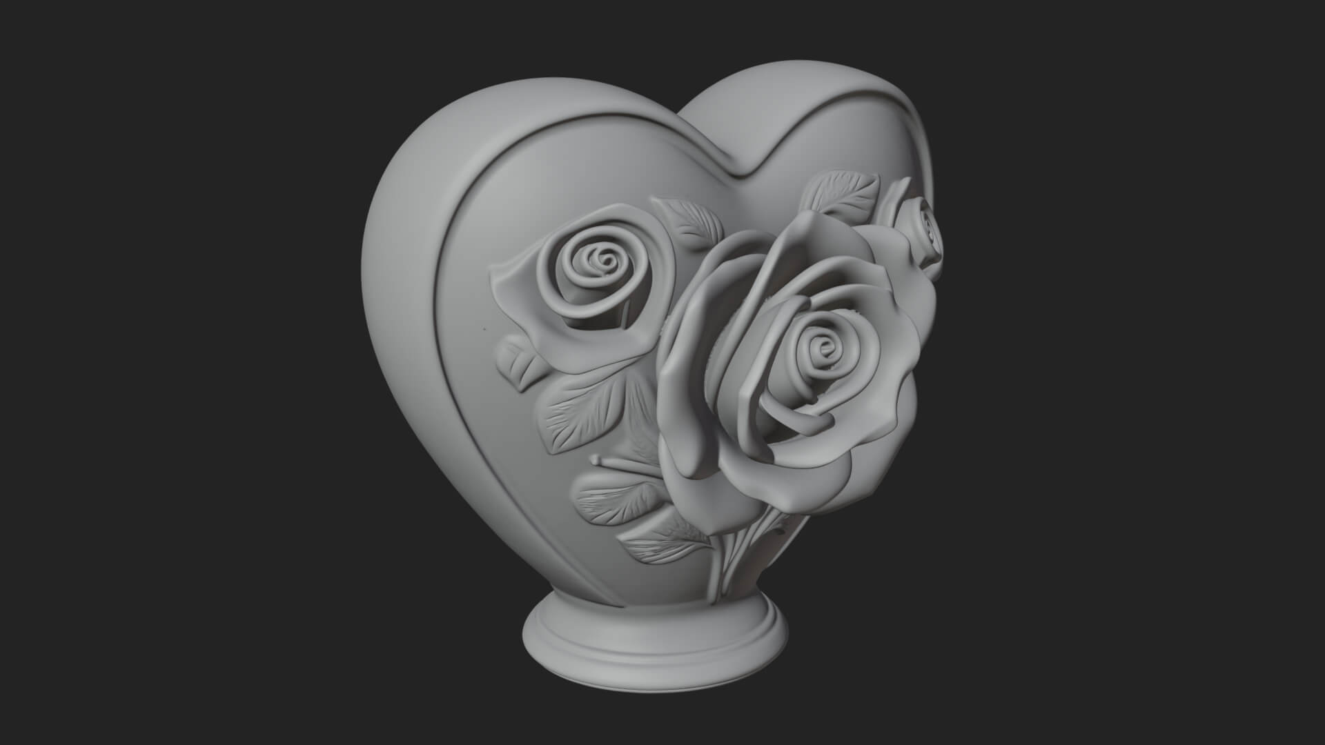 Rose Flower Heart Vase Design 1 3D Print Model 3D Model