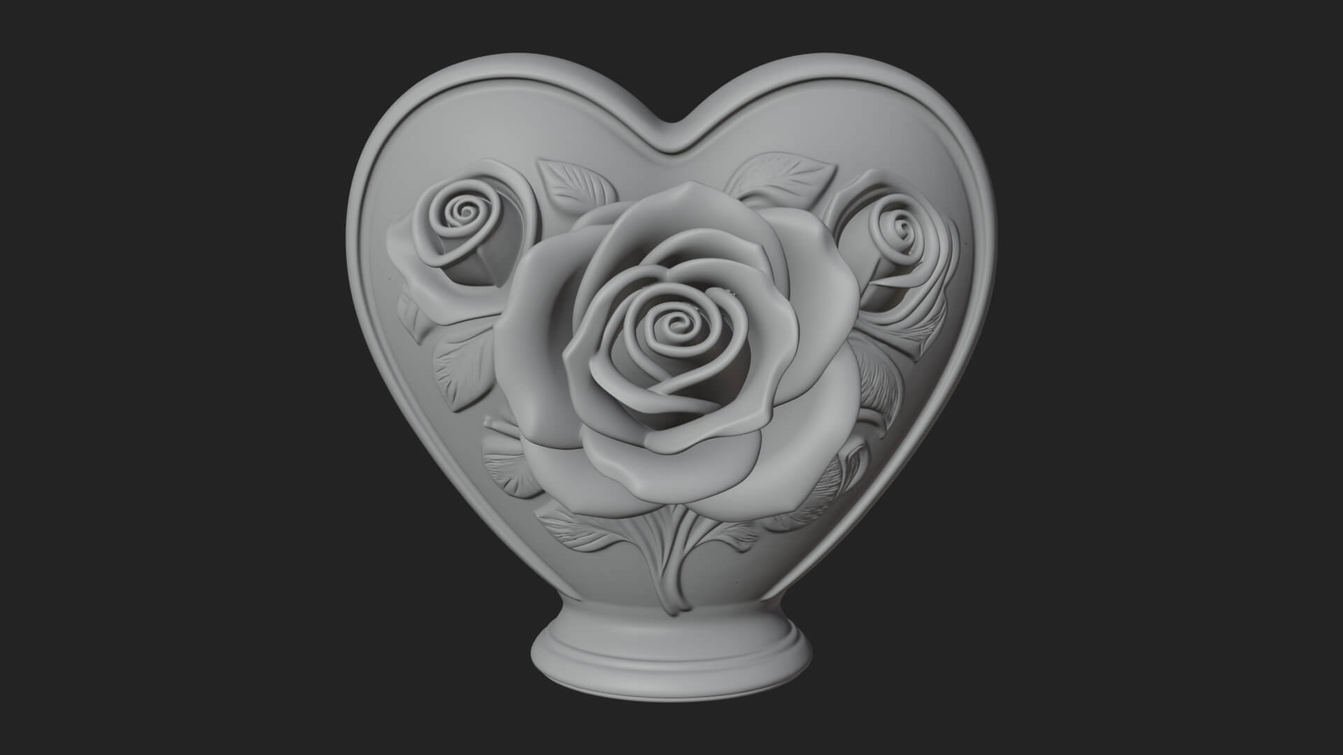 Rose Flower Heart Vase Design 1 3D Print Model 3D Model