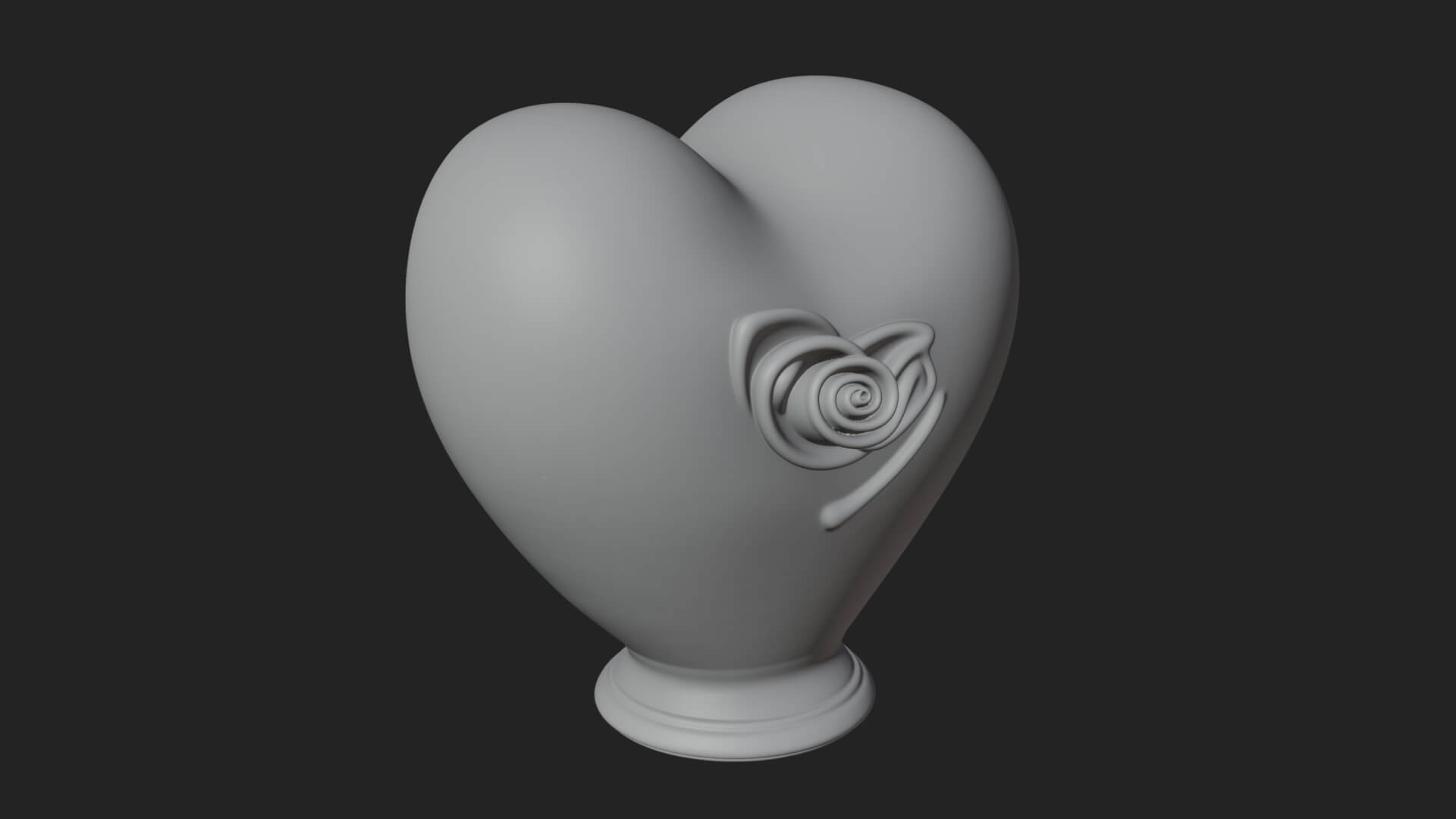 Rose Flower Heart Vase Design 1 3D Print Model 3D Model