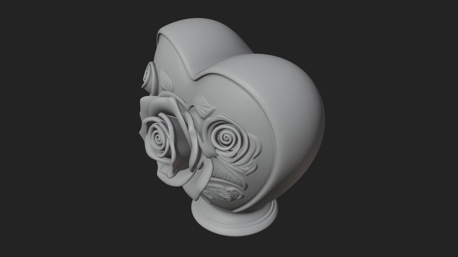 Rose Flower Heart Vase Design 1 3D Print Model 3D Model