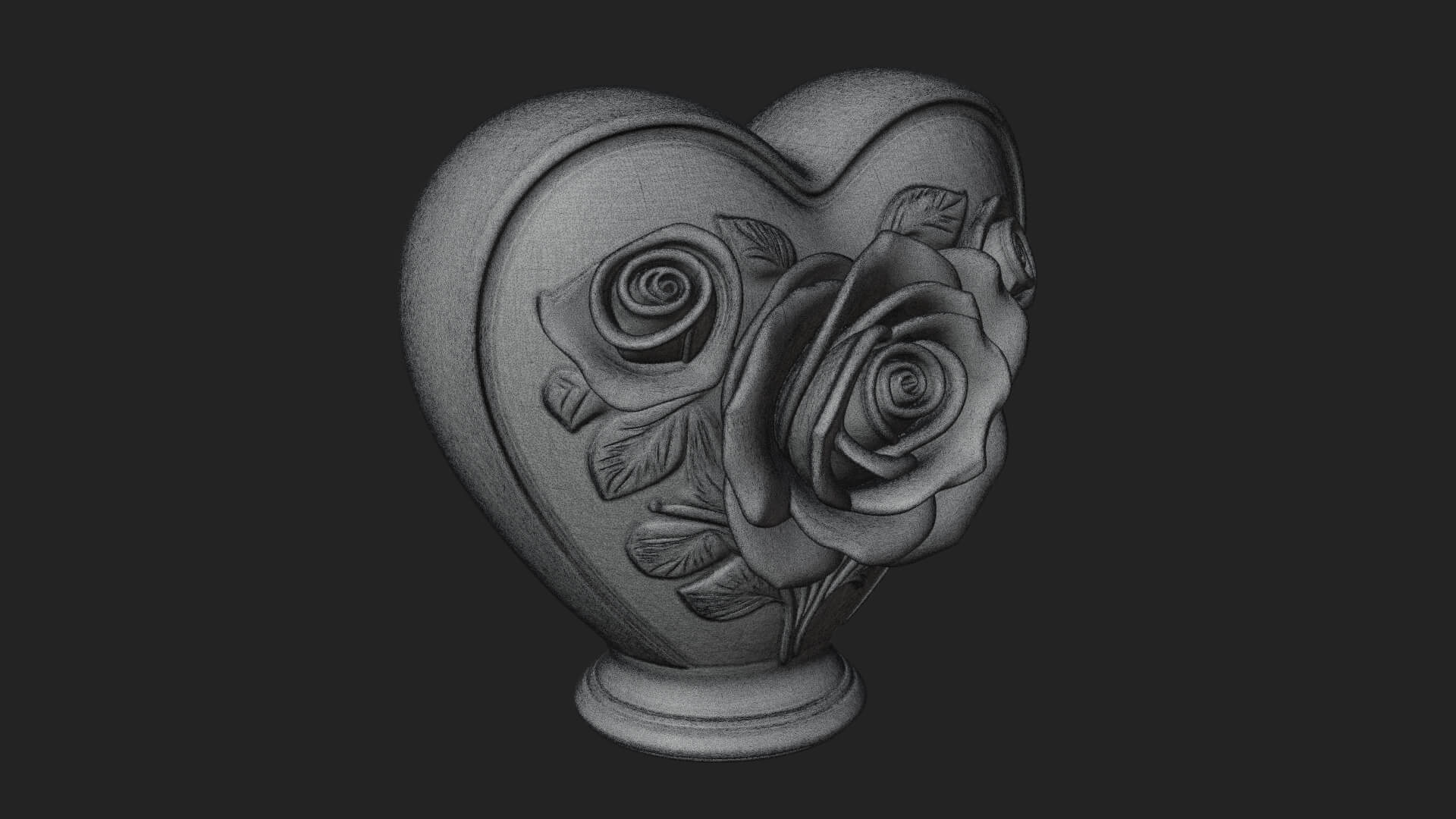 Rose Flower Heart Vase Design 1 3D Print Model 3D Model
