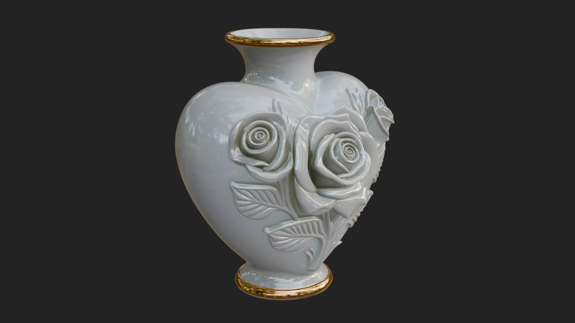 Rose Flower Heart Vase Design 2 3D Print Model 3D Model