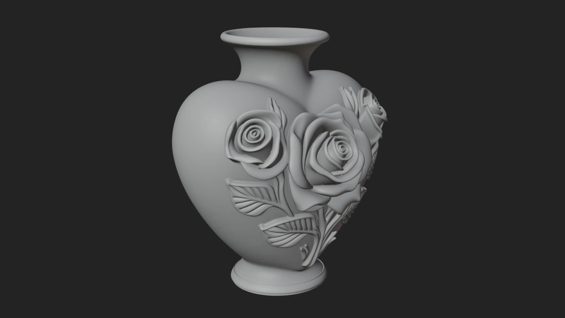 Rose Flower Heart Vase Design 2 3D Print Model 3D Model