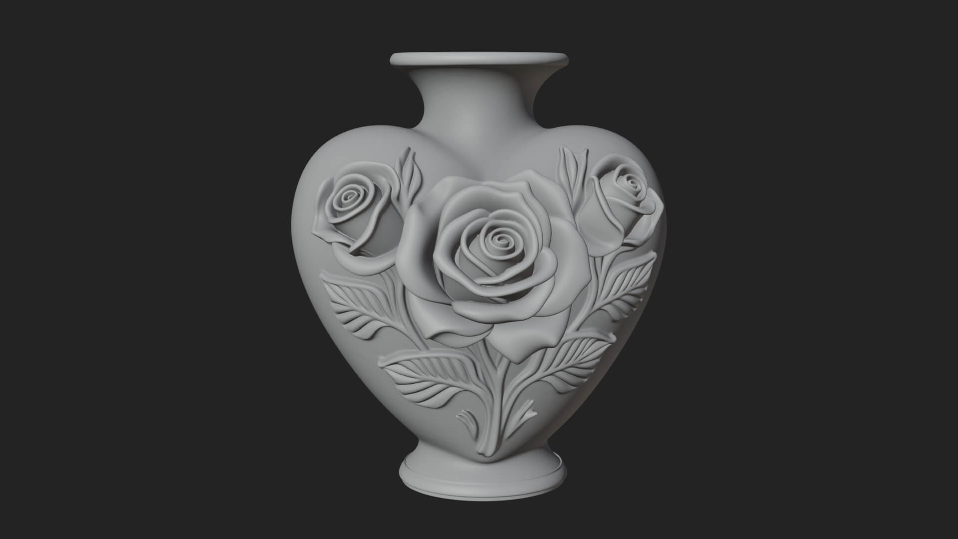 Rose Flower Heart Vase Design 2 3D Print Model 3D Model