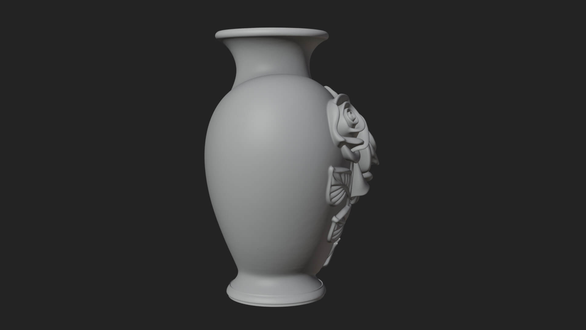 Rose Flower Heart Vase Design 2 3D Print Model 3D Model