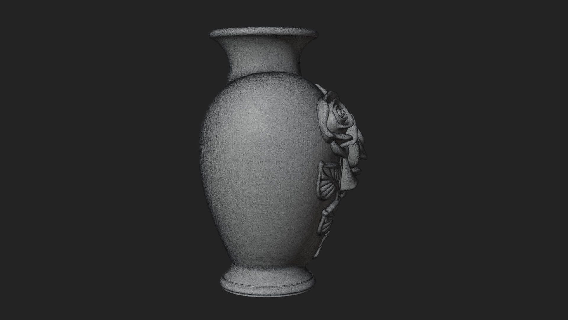 Rose Flower Heart Vase Design 2 3D Print Model 3D Model