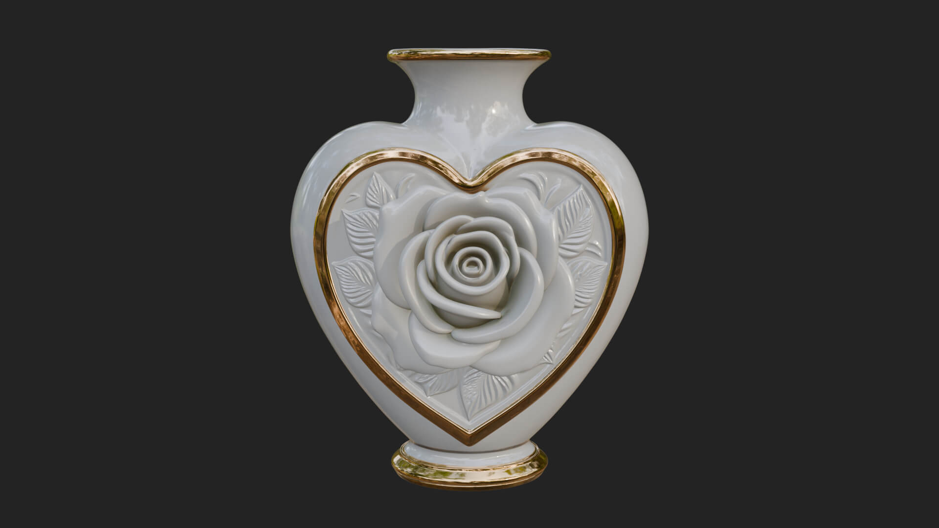 Rose Flower Heart Vase Design 3 3D Print Model 3D Model