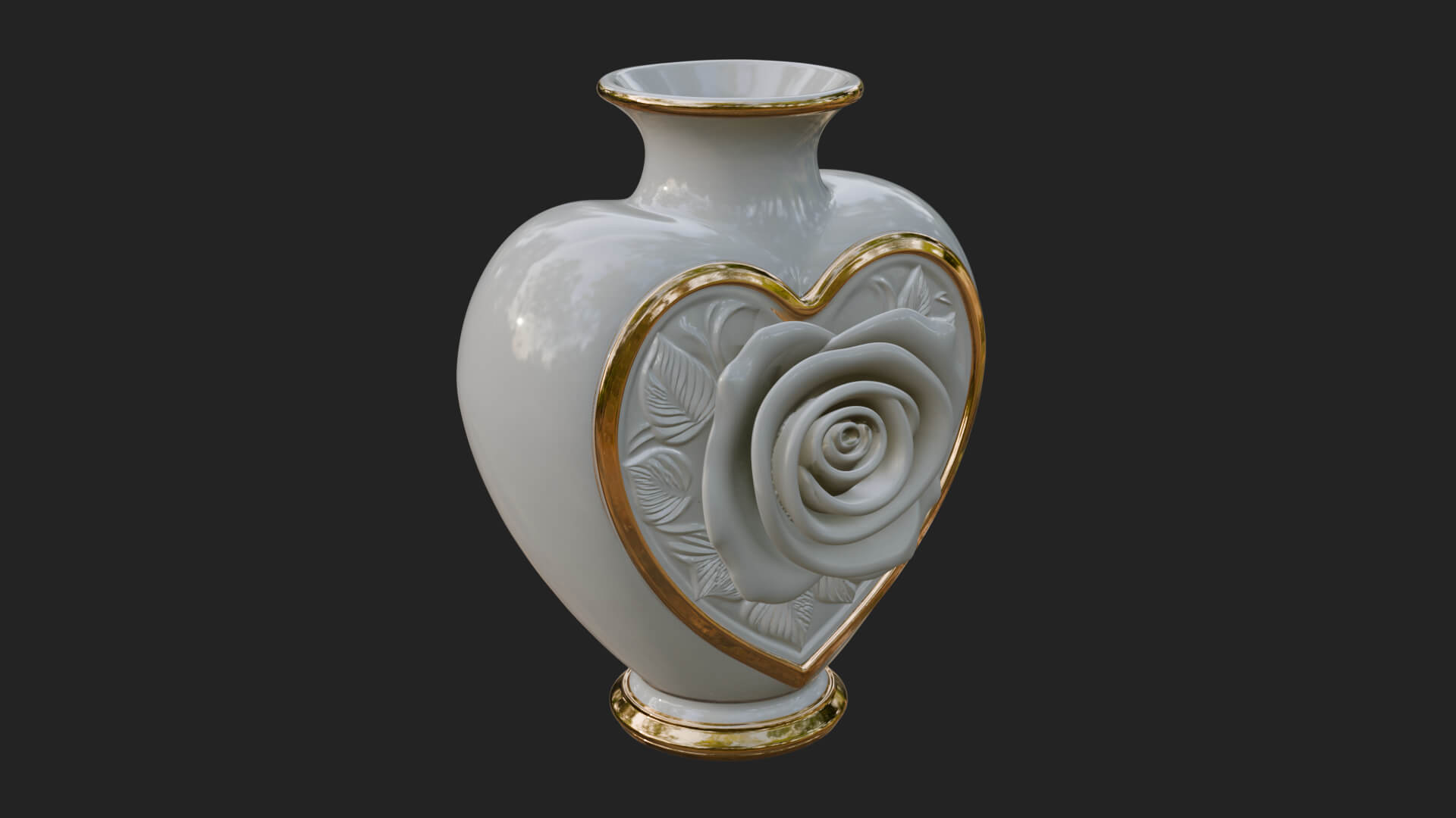 Rose Flower Heart Vase Design 3 3D Print Model 3D Model