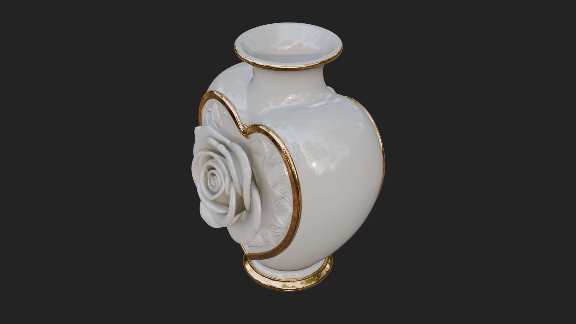 Rose Flower Heart Vase Design 3 3D Print Model 3D Model