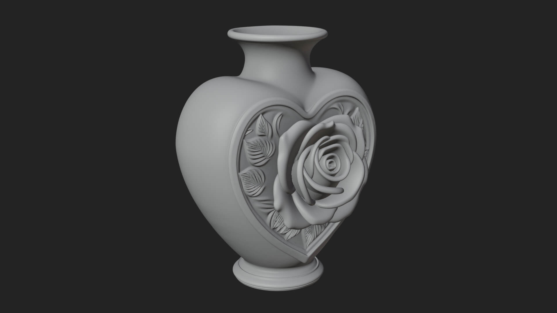 Rose Flower Heart Vase Design 3 3D Print Model 3D Model