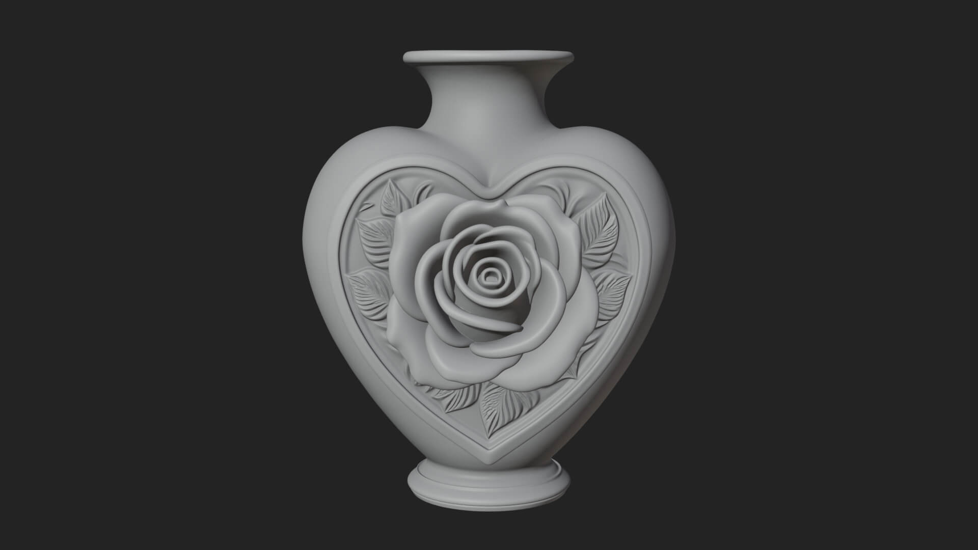 Rose Flower Heart Vase Design 3 3D Print Model 3D Model