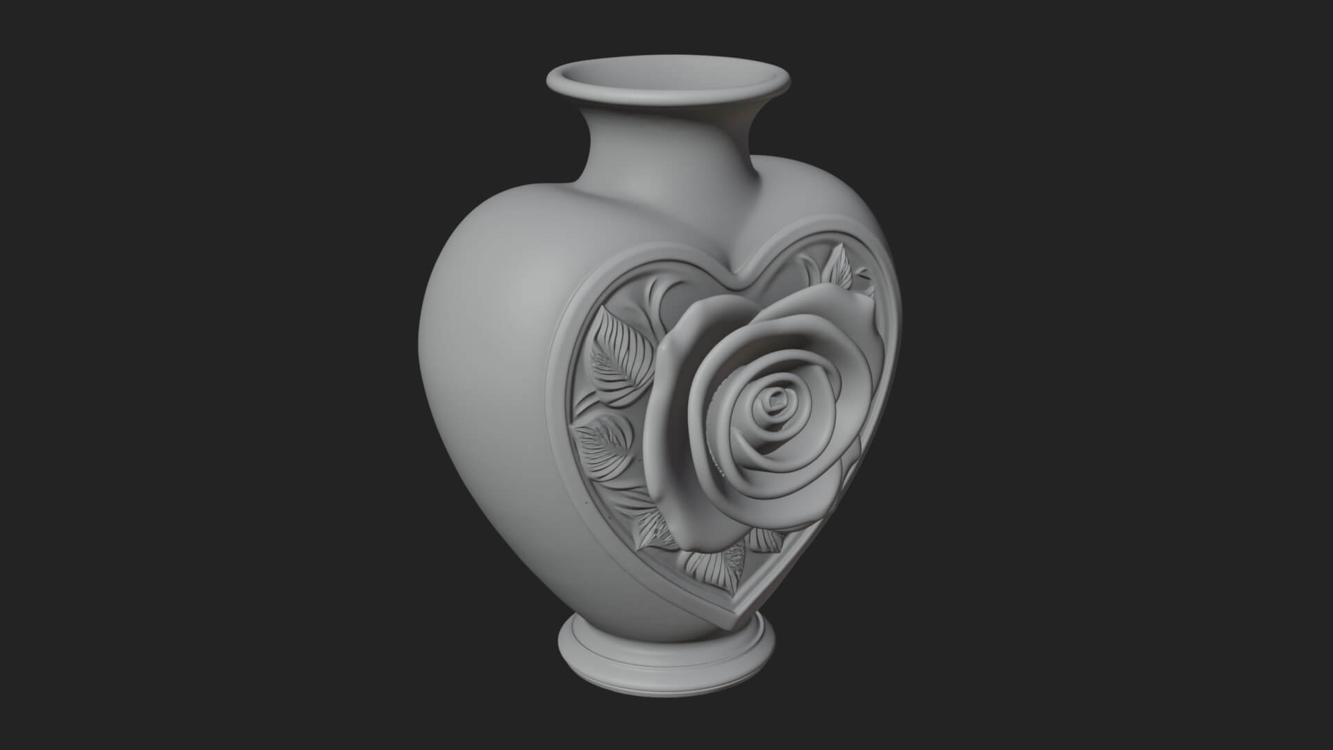 Rose Flower Heart Vase Design 3 3D Print Model 3D Model