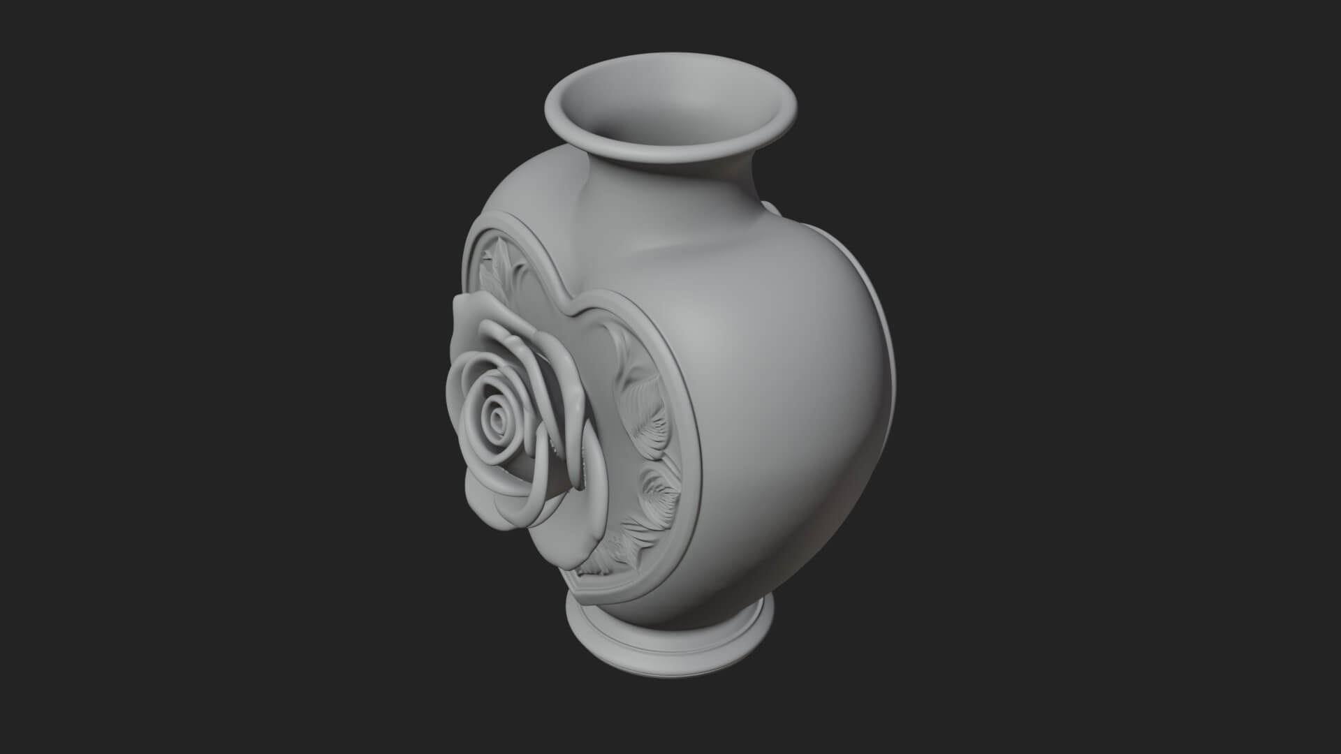 Rose Flower Heart Vase Design 3 3D Print Model 3D Model
