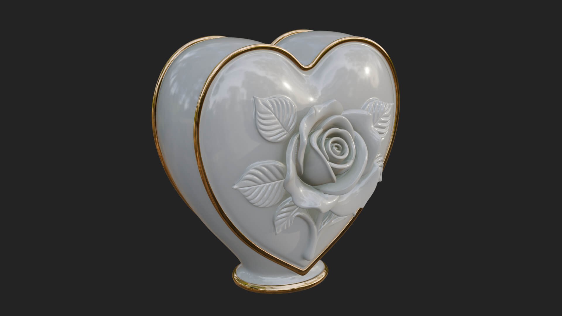 Rose Flower Heart Vase Design 4 3D Print Model 3D Model