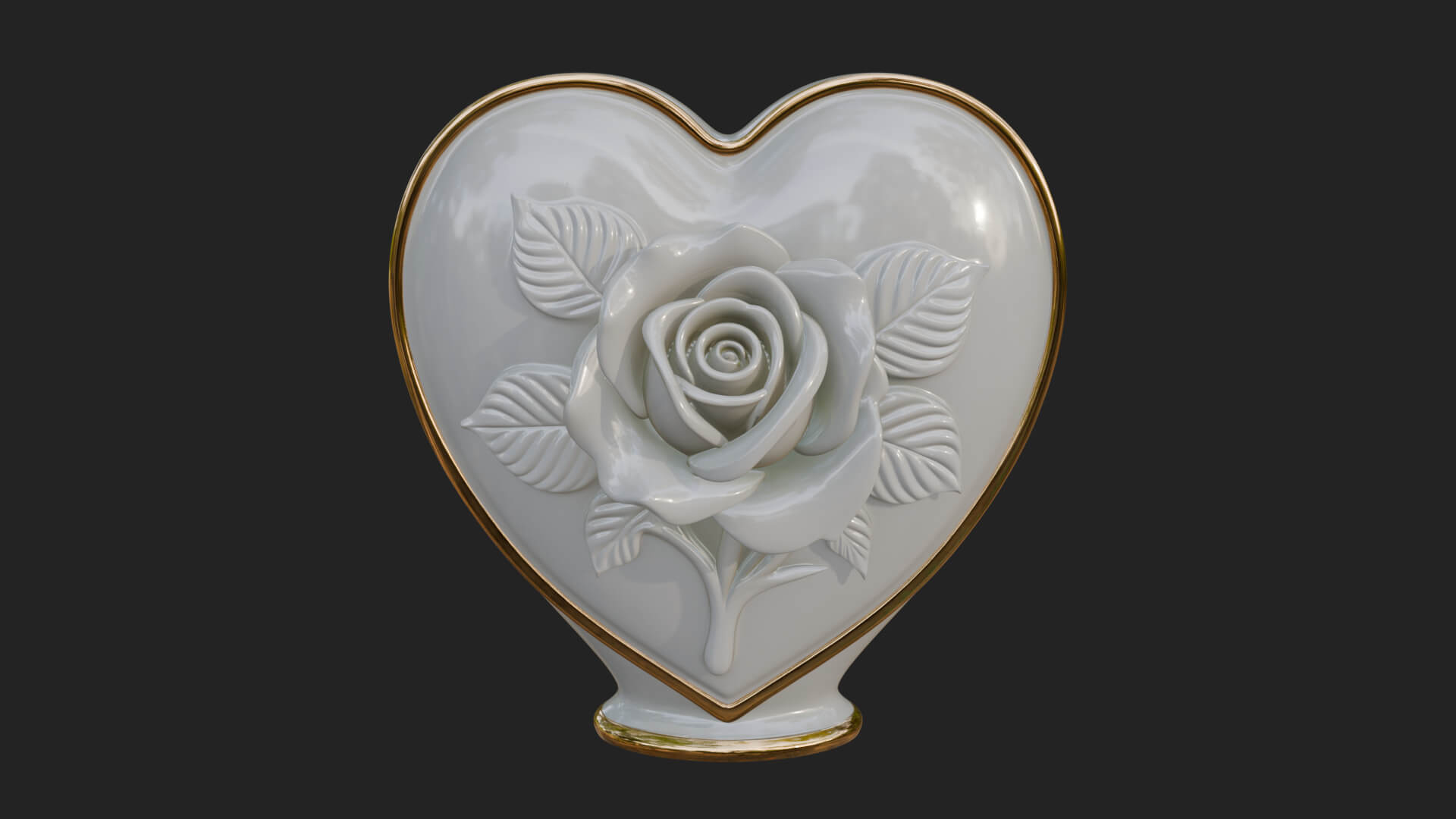 Rose Flower Heart Vase Design 4 3D Print Model 3D Model