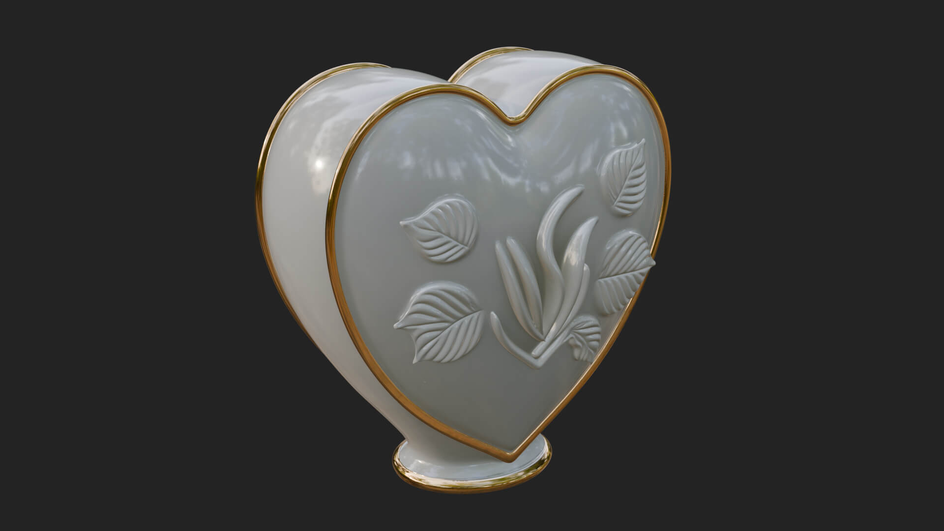 Rose Flower Heart Vase Design 4 3D Print Model 3D Model