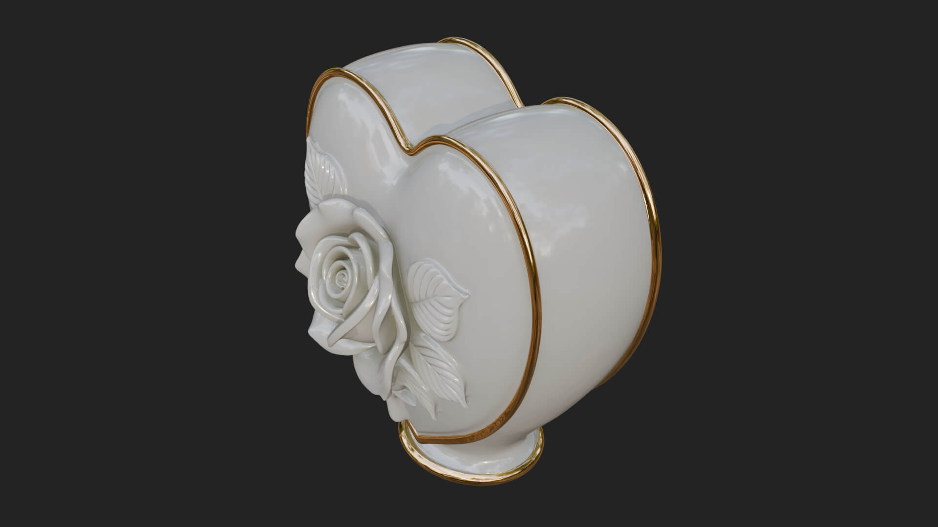 Rose Flower Heart Vase Design 4 3D Print Model 3D Model