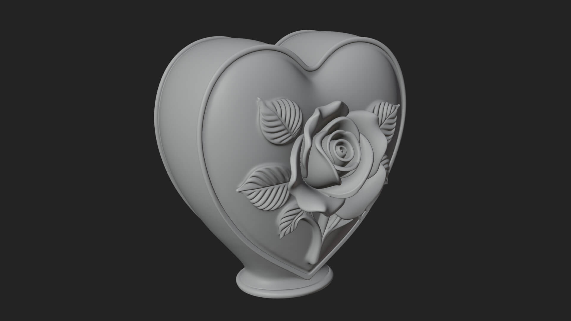 Rose Flower Heart Vase Design 4 3D Print Model 3D Model