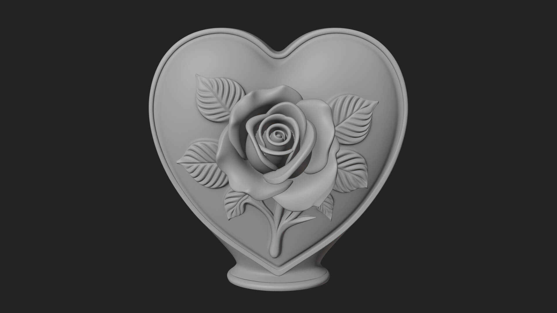 Rose Flower Heart Vase Design 4 3D Print Model 3D Model