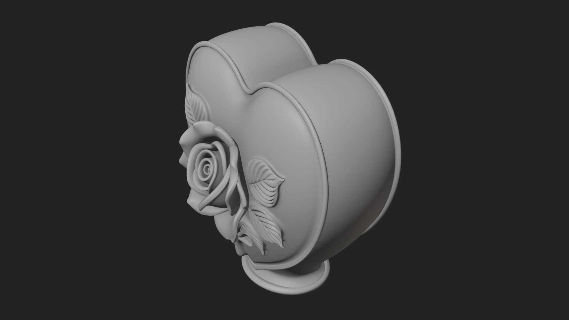 Rose Flower Heart Vase Design 4 3D Print Model 3D Model