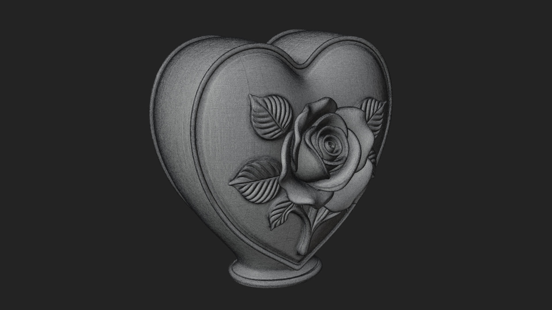 Rose Flower Heart Vase Design 4 3D Print Model 3D Model