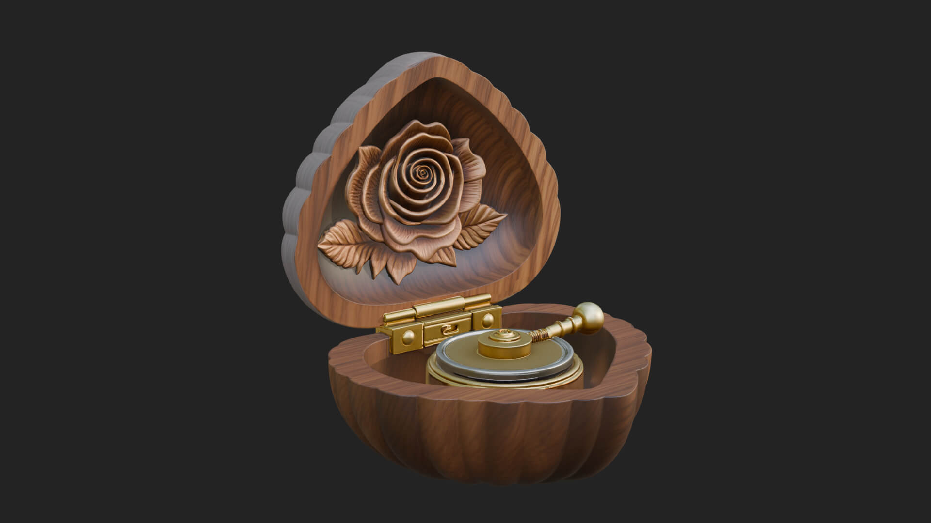 Rose Flower Music Box Ornament Design 1 3D Print Model 3D Model