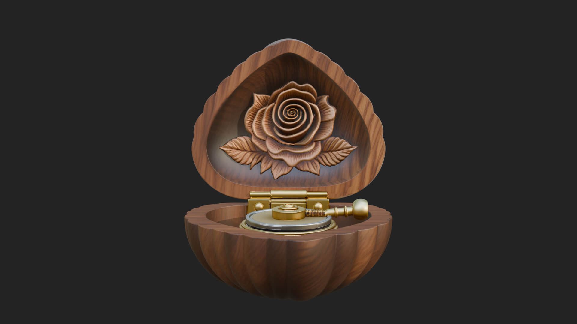 Rose Flower Music Box Ornament Design 1 3D Print Model 3D Model