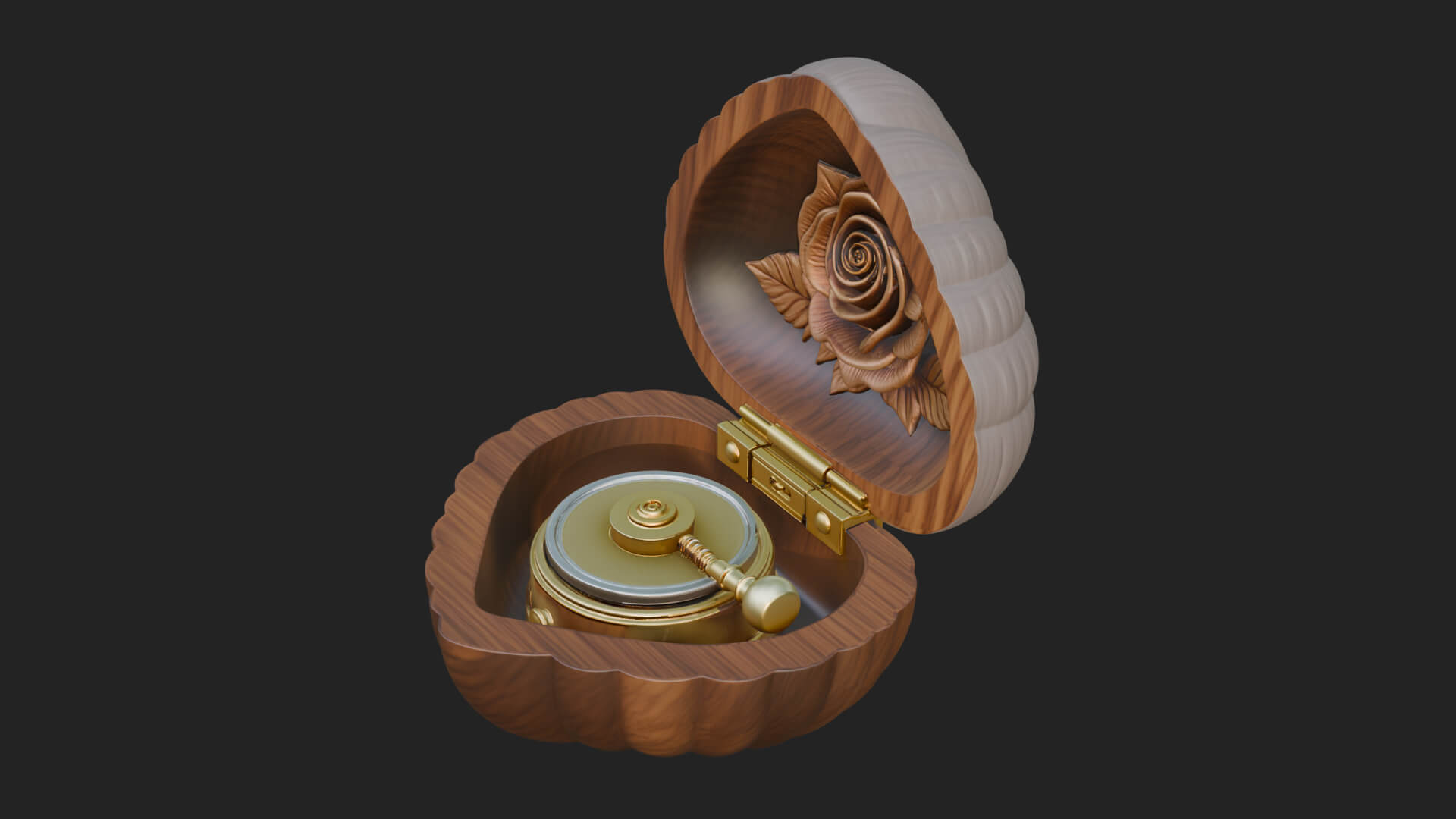 Rose Flower Music Box Ornament Design 1 3D Print Model 3D Model
