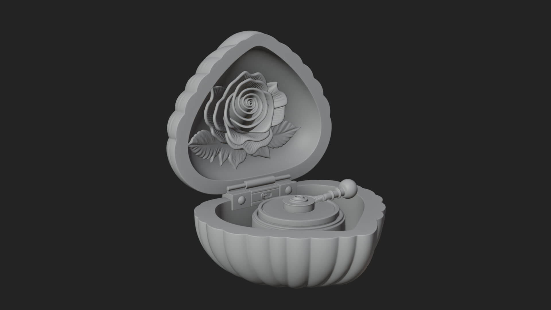 Rose Flower Music Box Ornament Design 1 3D Print Model 3D Model