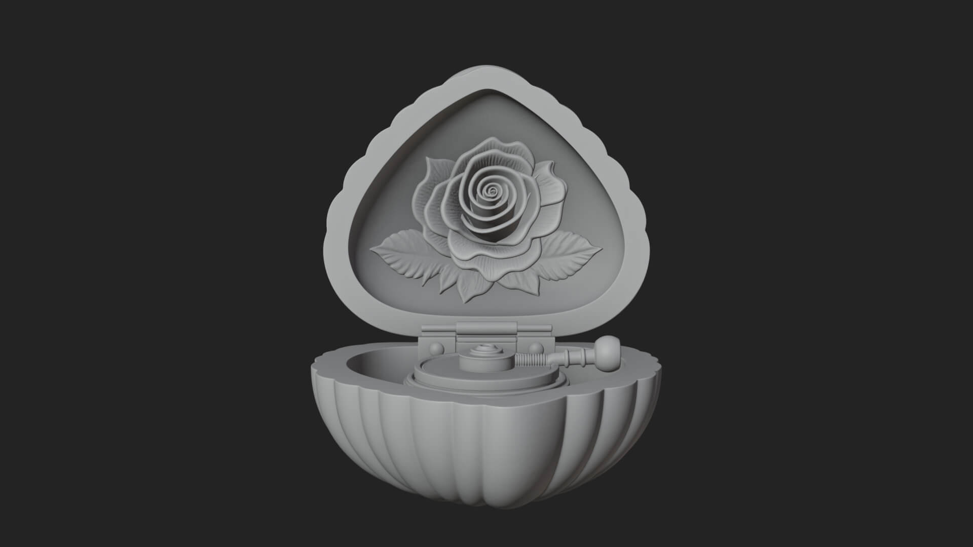 Rose Flower Music Box Ornament Design 1 3D Print Model 3D Model