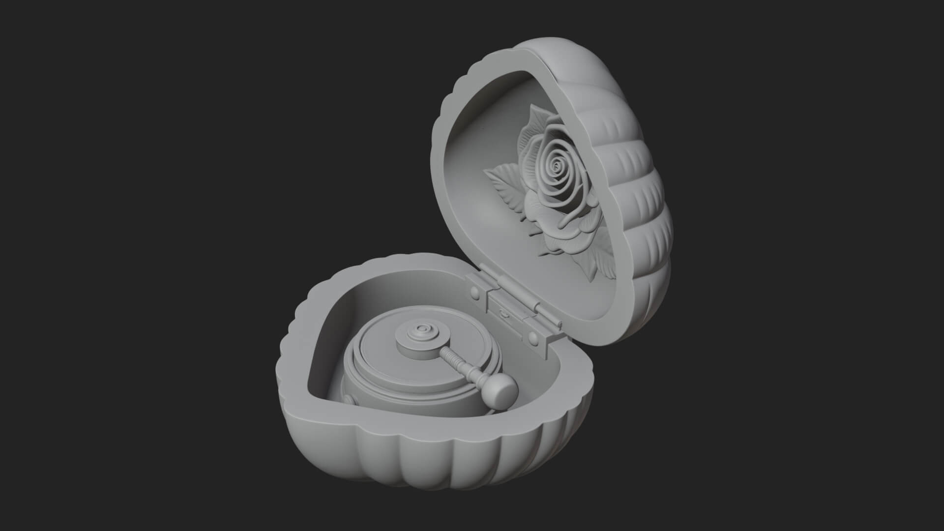 Rose Flower Music Box Ornament Design 1 3D Print Model 3D Model