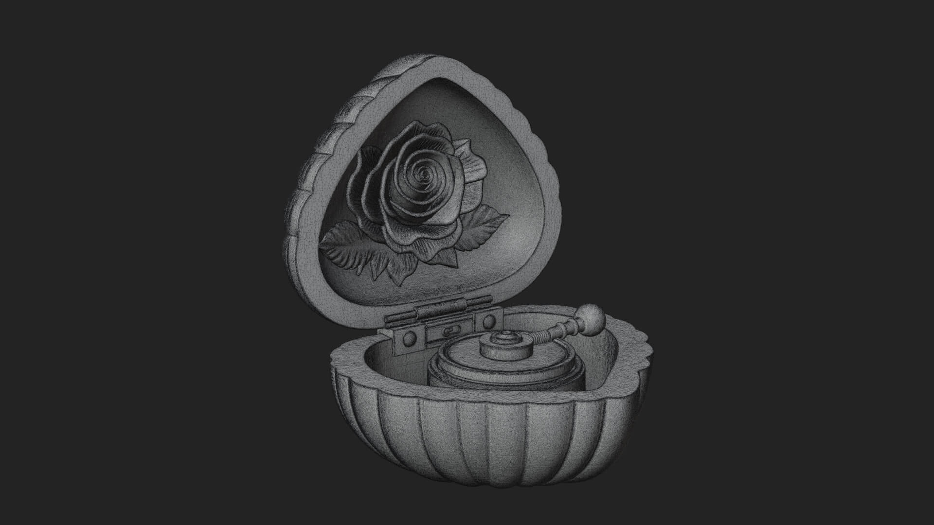 Rose Flower Music Box Ornament Design 1 3D Print Model 3D Model
