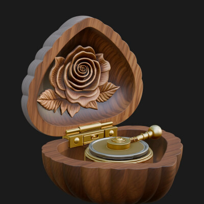 Rose Flower Music Box Ornament Design 1 3D Print Model