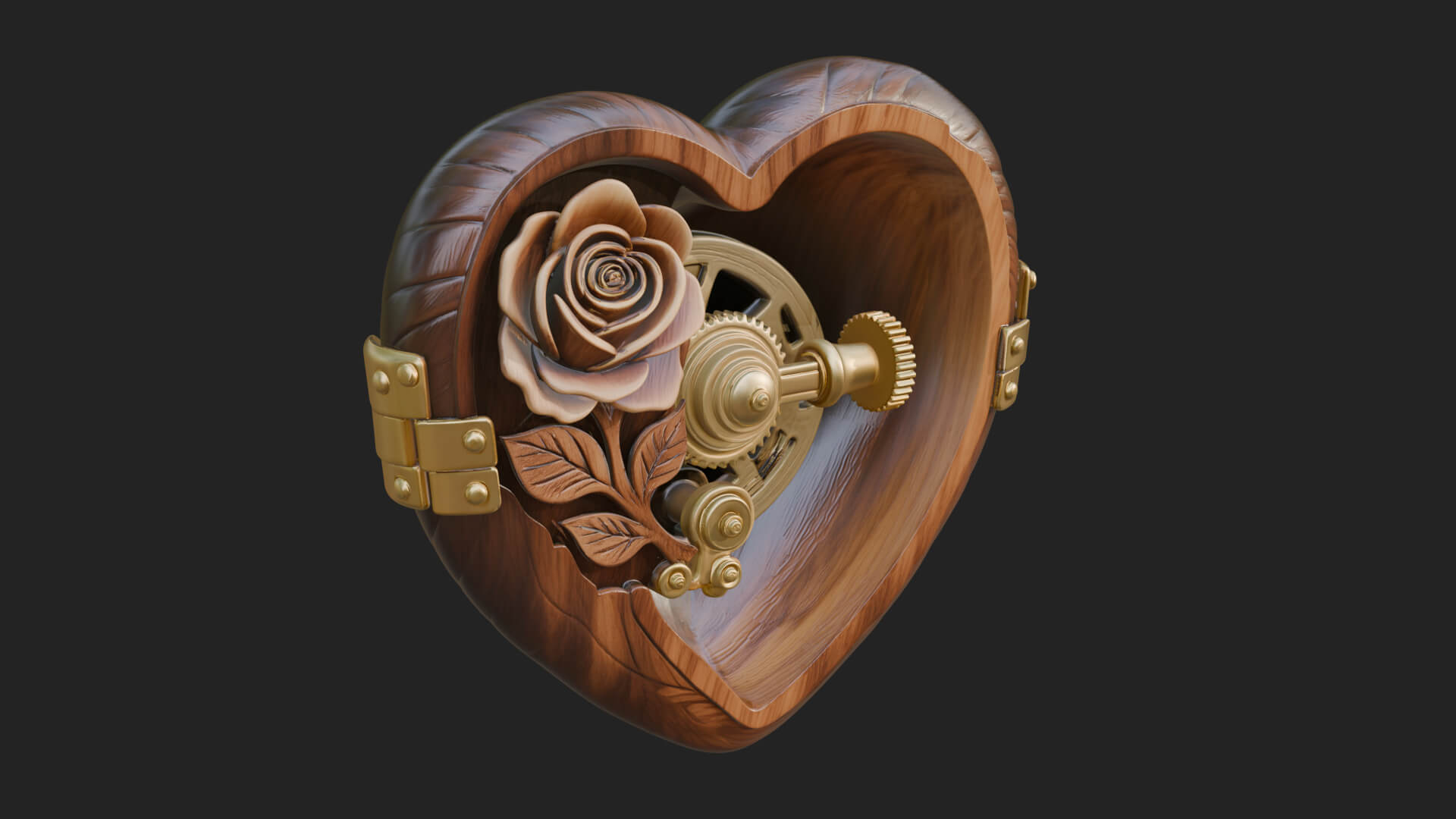 Rose Flower Music Box Ornament Design 2 3D Print Model 3D Model