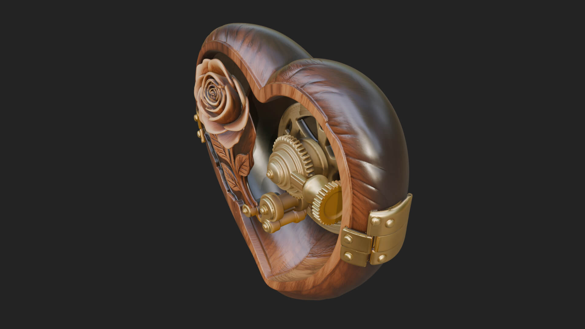 Rose Flower Music Box Ornament Design 2 3D Print Model 3D Model