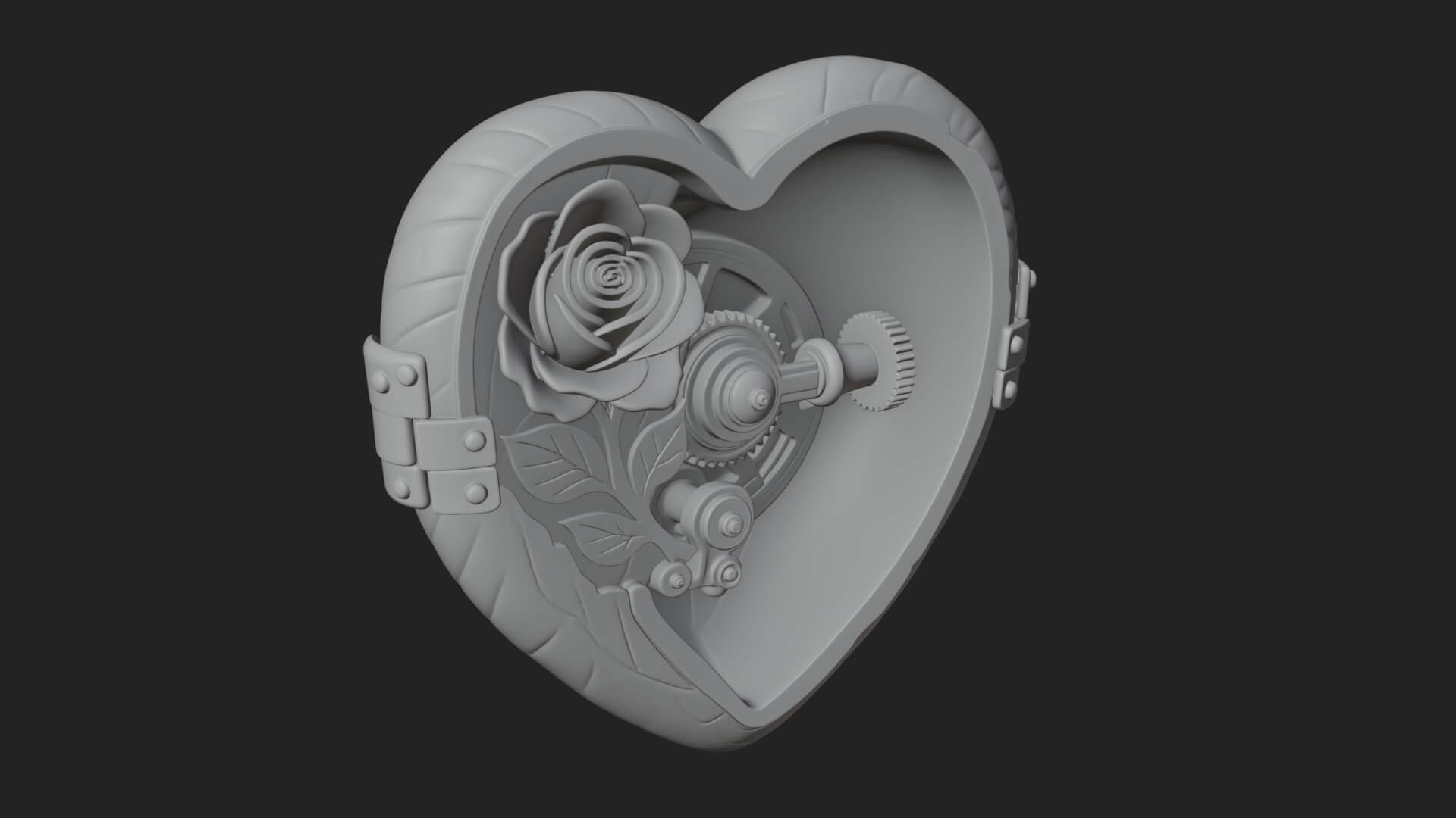 Rose Flower Music Box Ornament Design 2 3D Print Model 3D Model