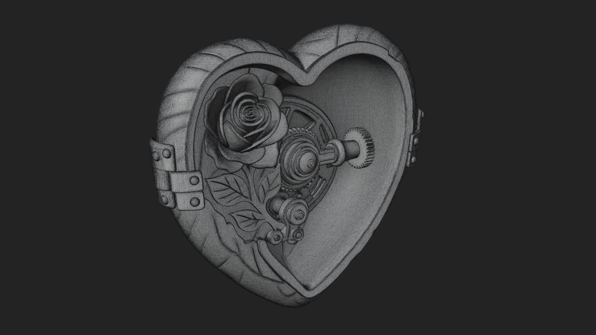 Rose Flower Music Box Ornament Design 2 3D Print Model 3D Model