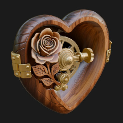 Rose Flower Music Box Ornament Design 2 3D Print Model
