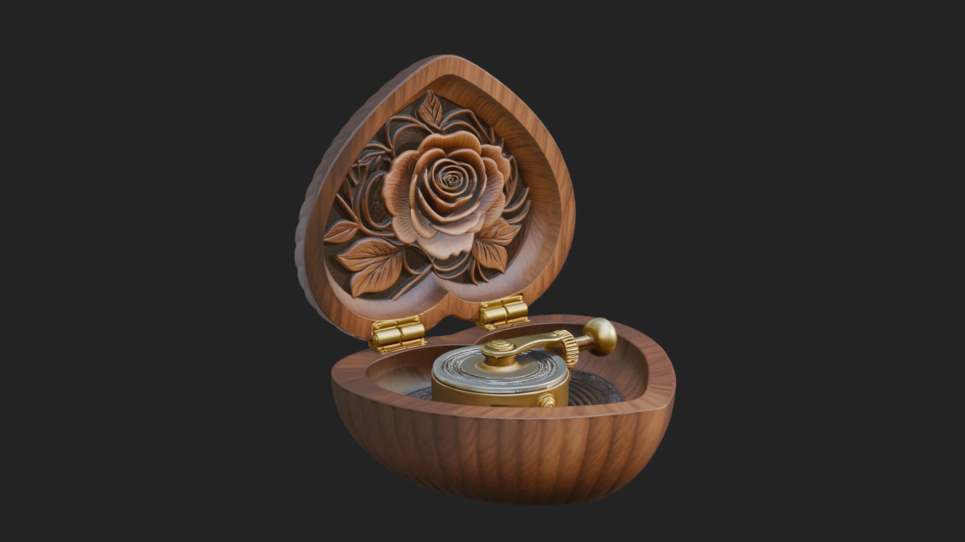Rose Flower Music Box Ornament Design 3 3D Print Model 3D Model