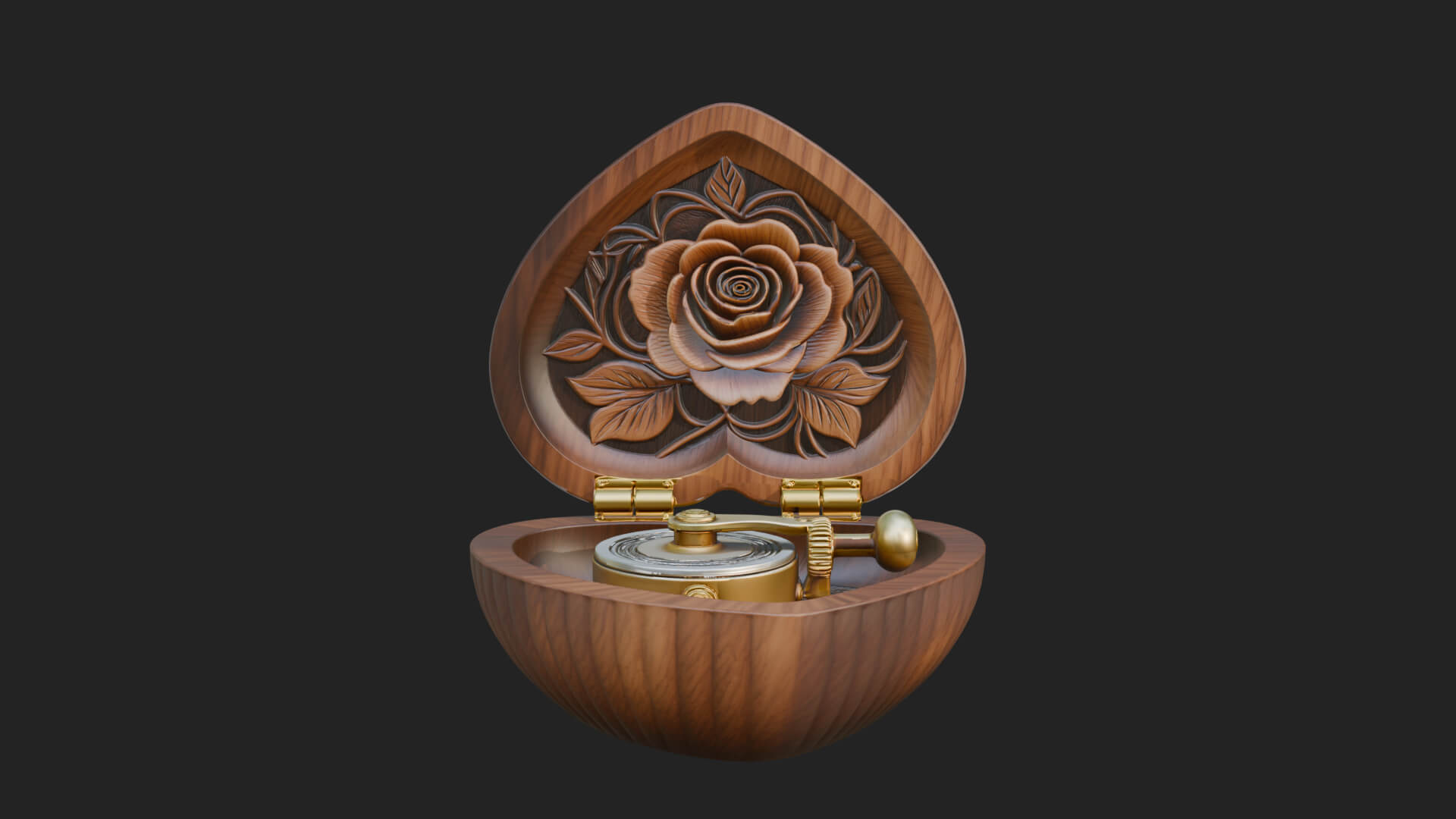 Rose Flower Music Box Ornament Design 3 3D Print Model 3D Model