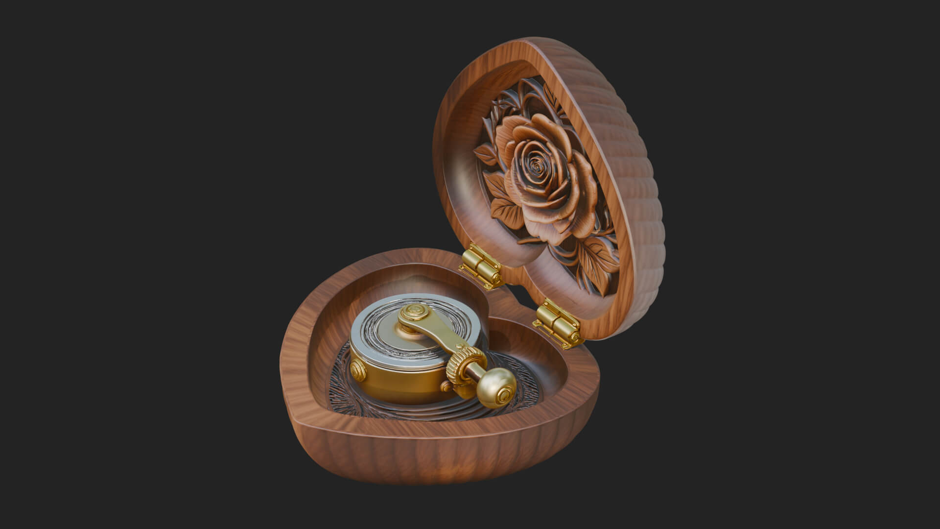 Rose Flower Music Box Ornament Design 3 3D Print Model 3D Model