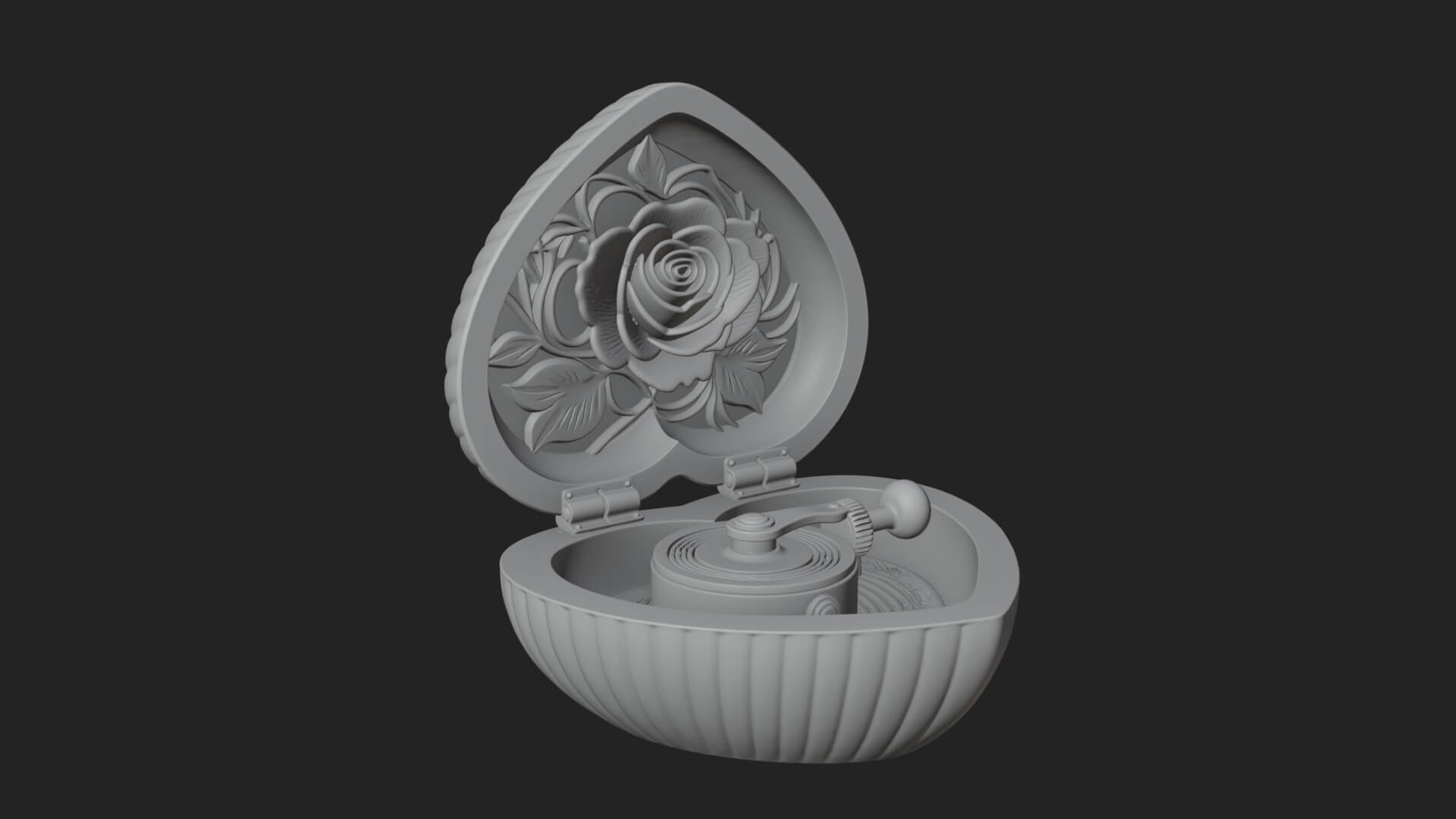 Rose Flower Music Box Ornament Design 3 3D Print Model 3D Model