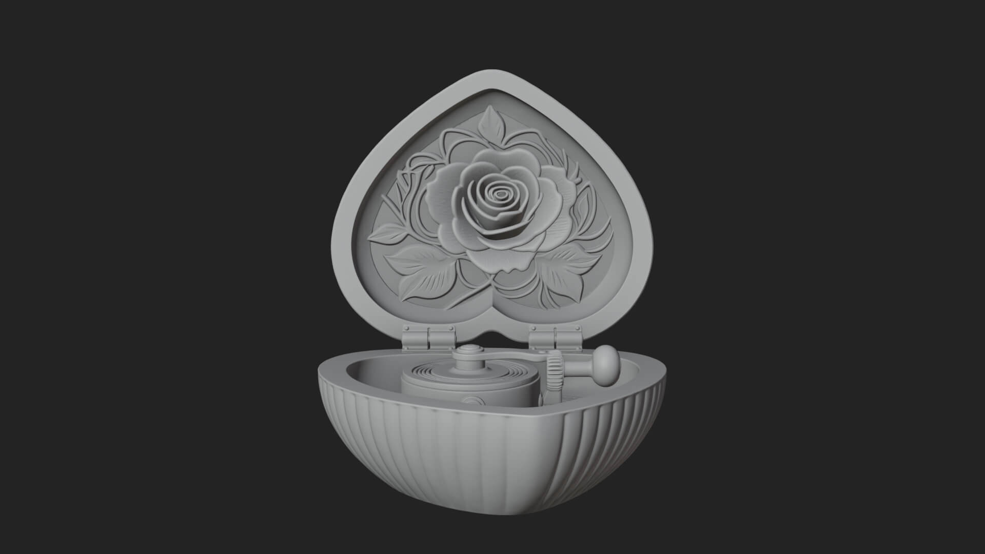Rose Flower Music Box Ornament Design 3 3D Print Model 3D Model