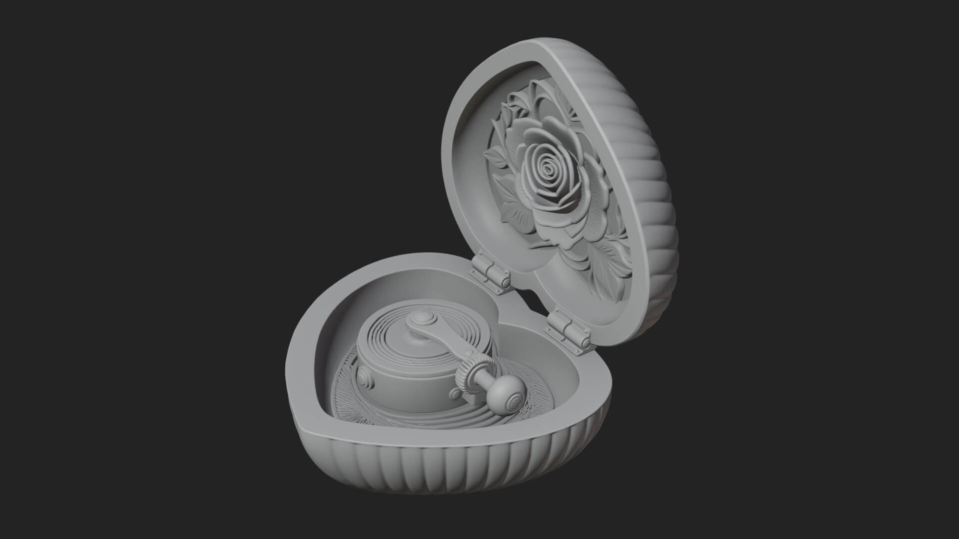 Rose Flower Music Box Ornament Design 3 3D Print Model 3D Model