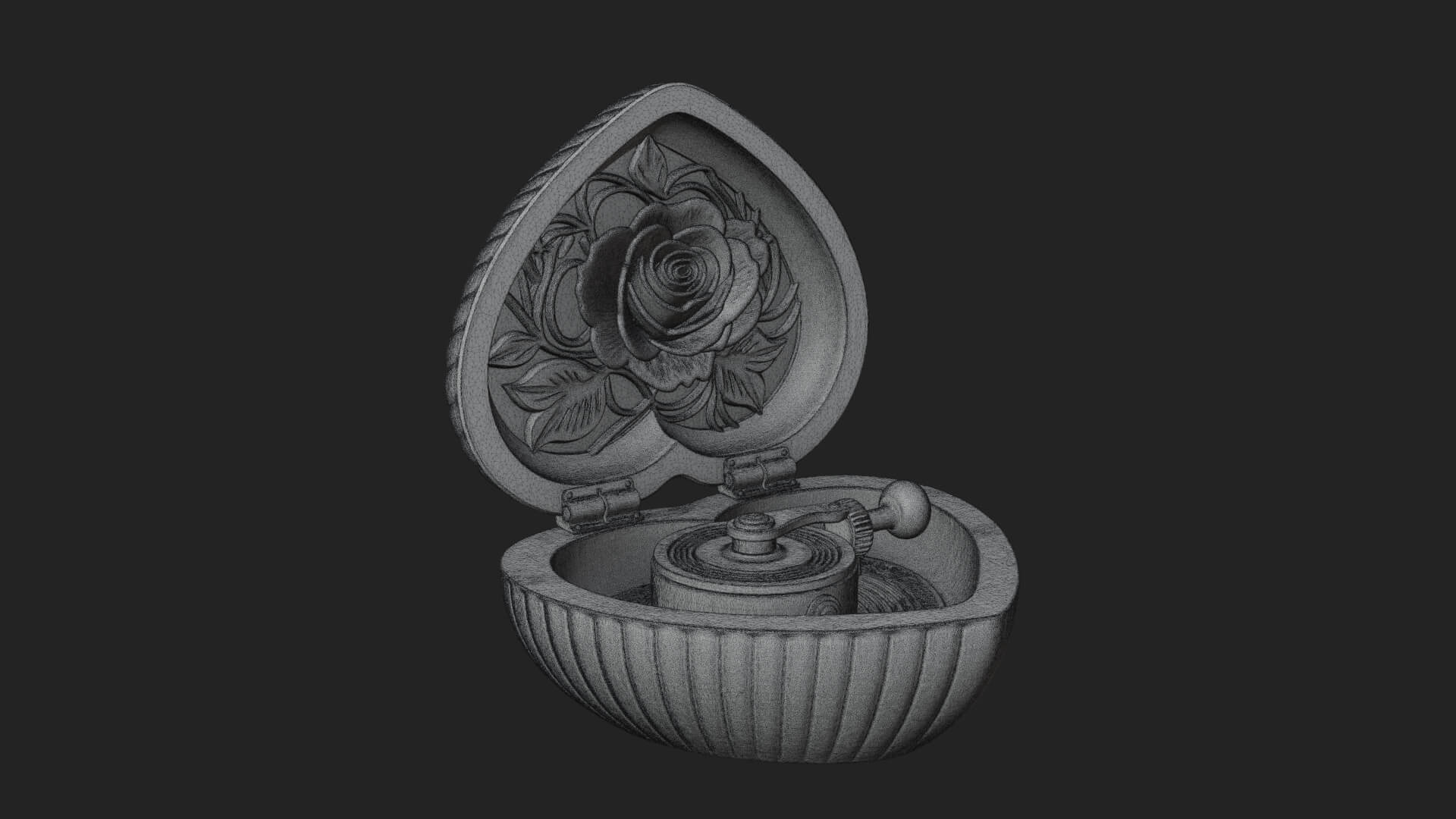 Rose Flower Music Box Ornament Design 3 3D Print Model 3D Model