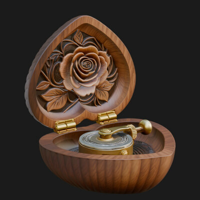 Rose Flower Music Box Ornament Design 3 3D Print Model