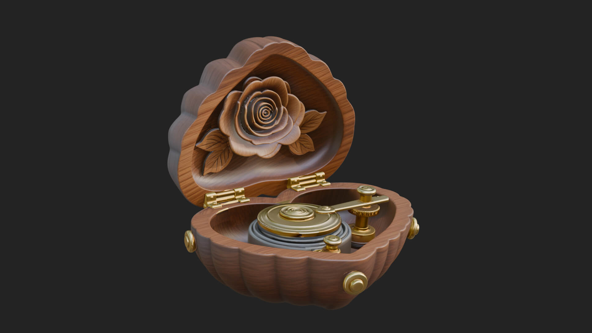 Rose Flower Music Box Ornament Design 4 3D Print Model 3D Model