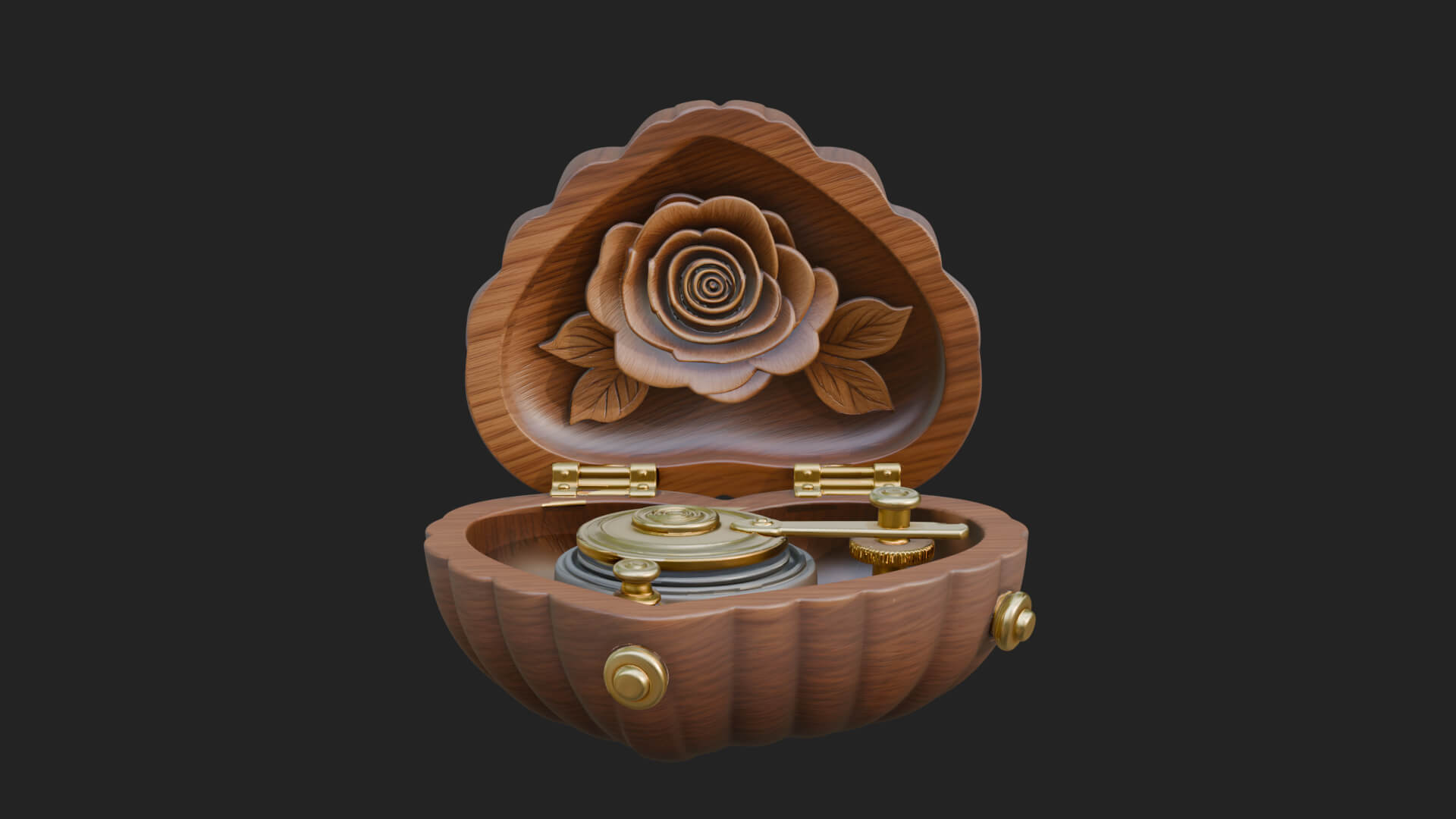 Rose Flower Music Box Ornament Design 4 3D Print Model 3D Model