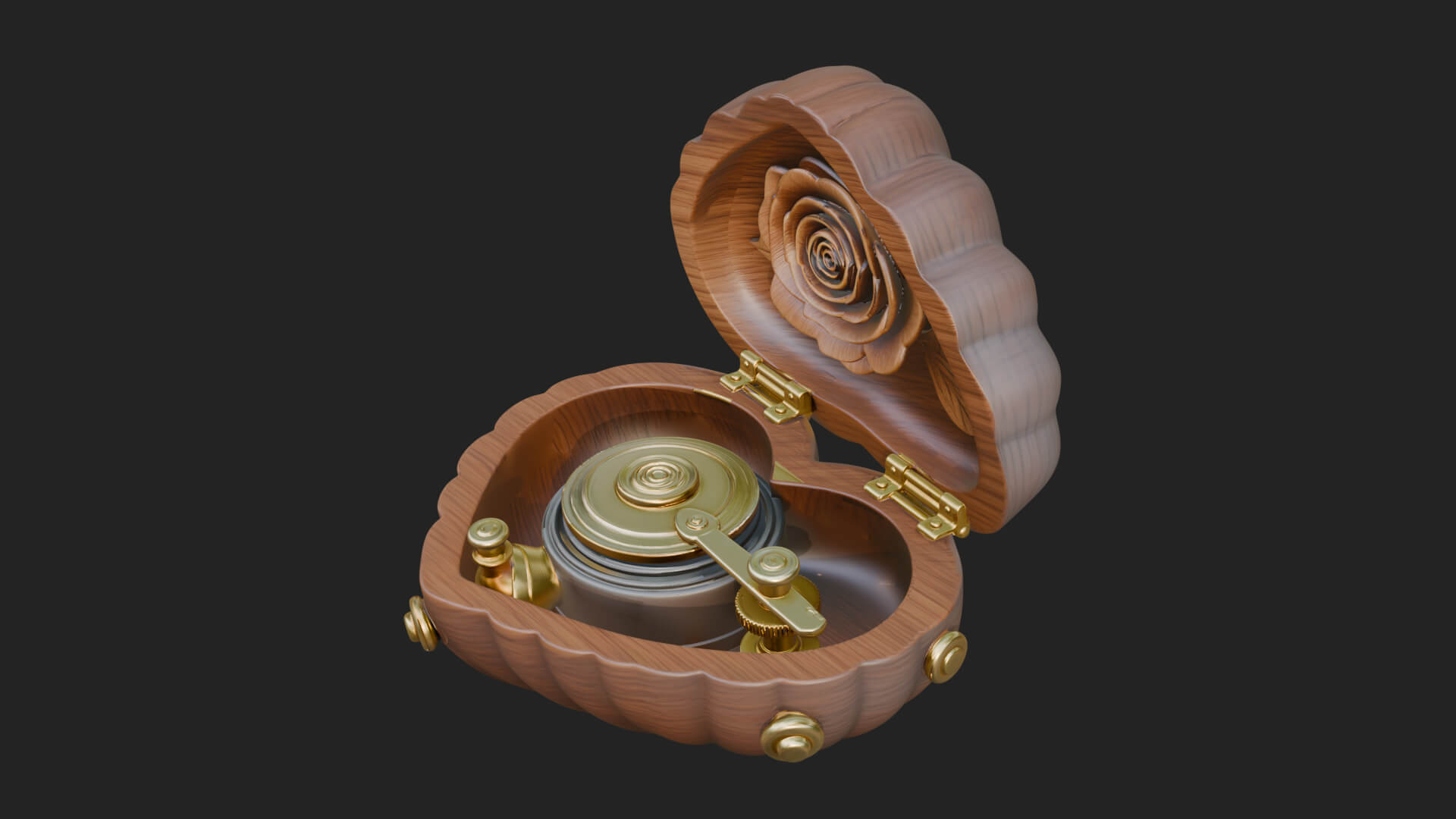 Rose Flower Music Box Ornament Design 4 3D Print Model 3D Model